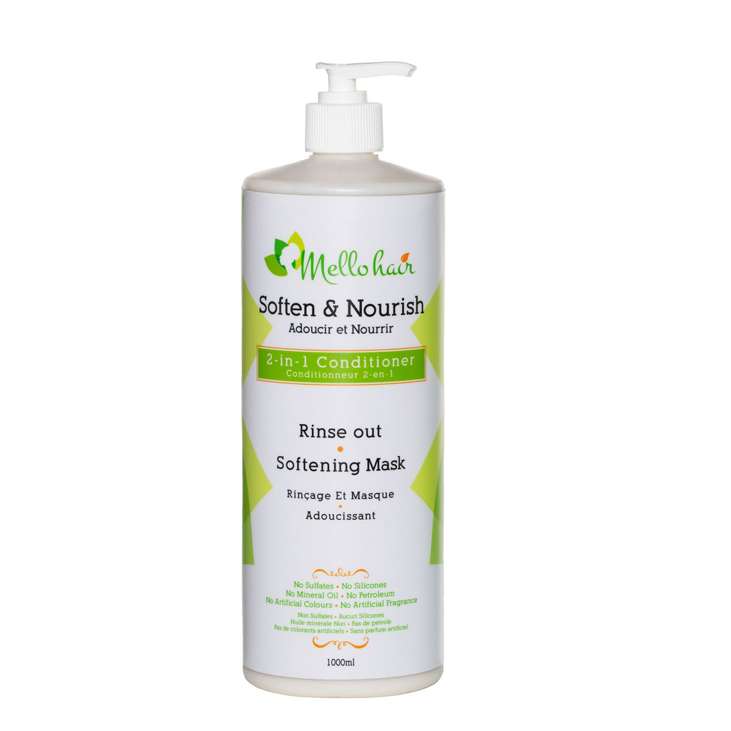 Soften & Nourish: 2 -in-1  Conditioner  - Rinse out & Softening Mask - 1L/1000 ml